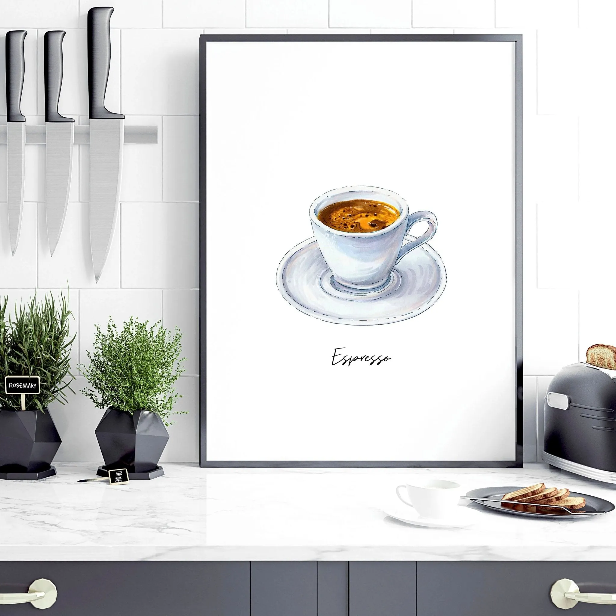 Coffee bar decor ideas | set of 3 wall art prints
