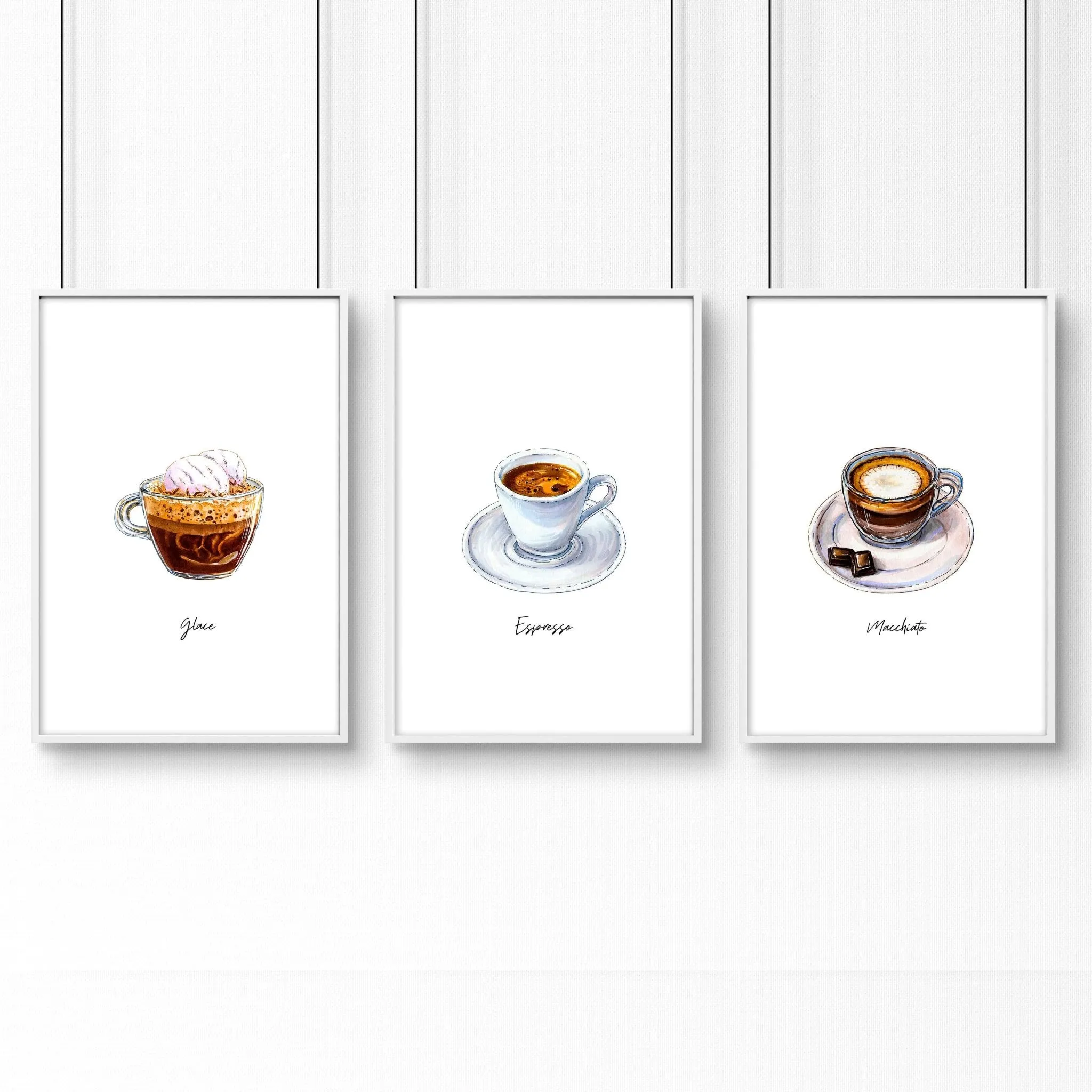 Coffee bar decor ideas | set of 3 wall art prints
