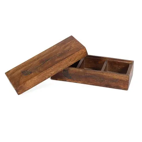 Coffee wooden box with 3 compartments