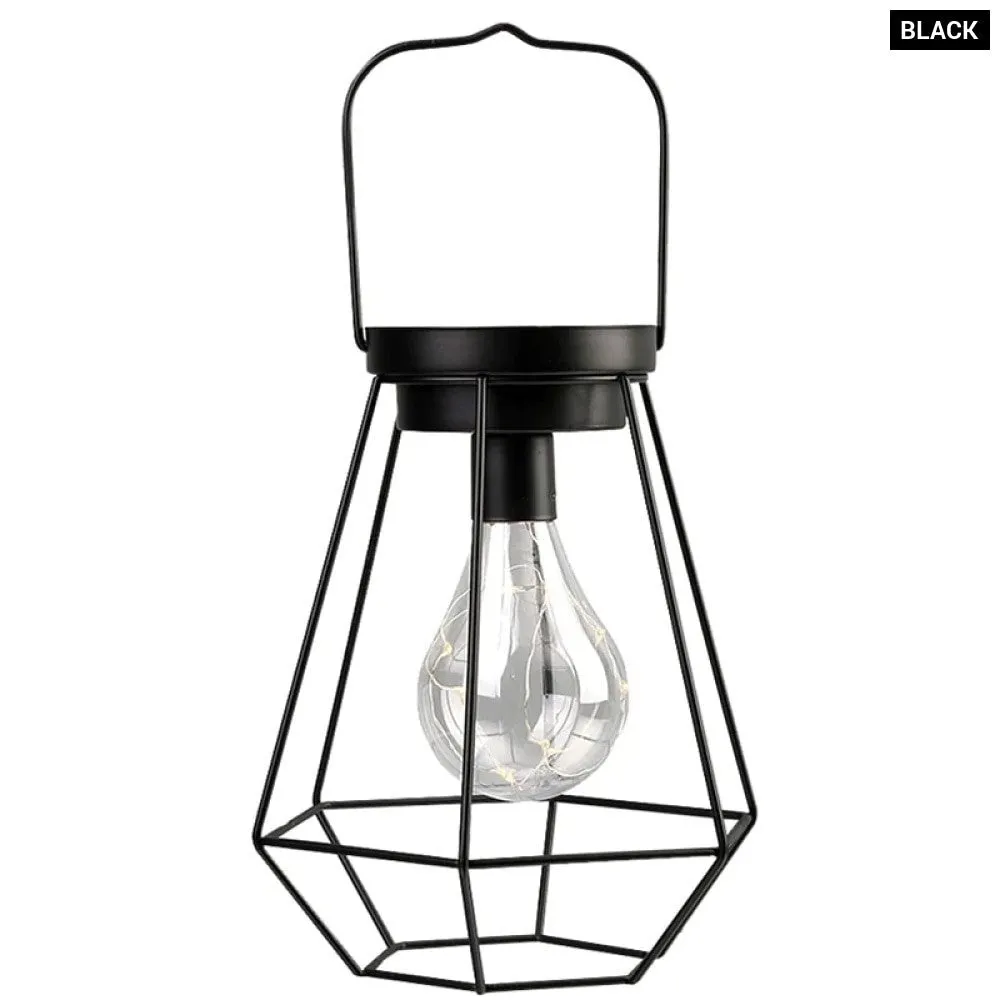 Cordless Diamond Metal Cage Battery Powered Hangingtable Lamp with Led Bulb