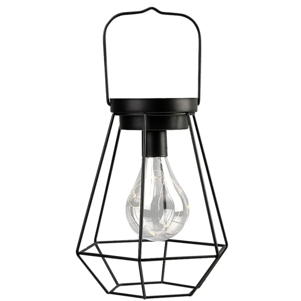 Cordless Diamond Metal Cage Battery Powered Hangingtable Lamp with Led Bulb