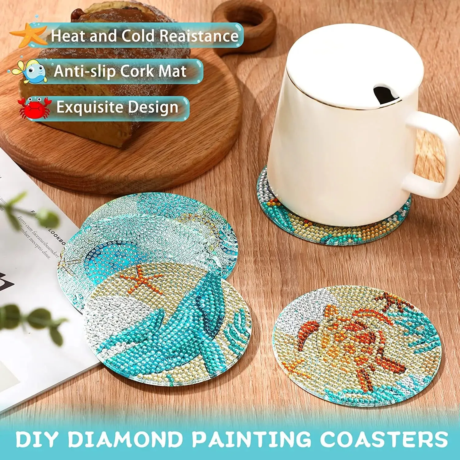 Counting Sheep Diamond Painting Coaster 8pcs DIY