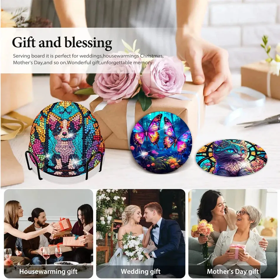 Counting Sheep Diamond Painting Coaster 8pcs DIY