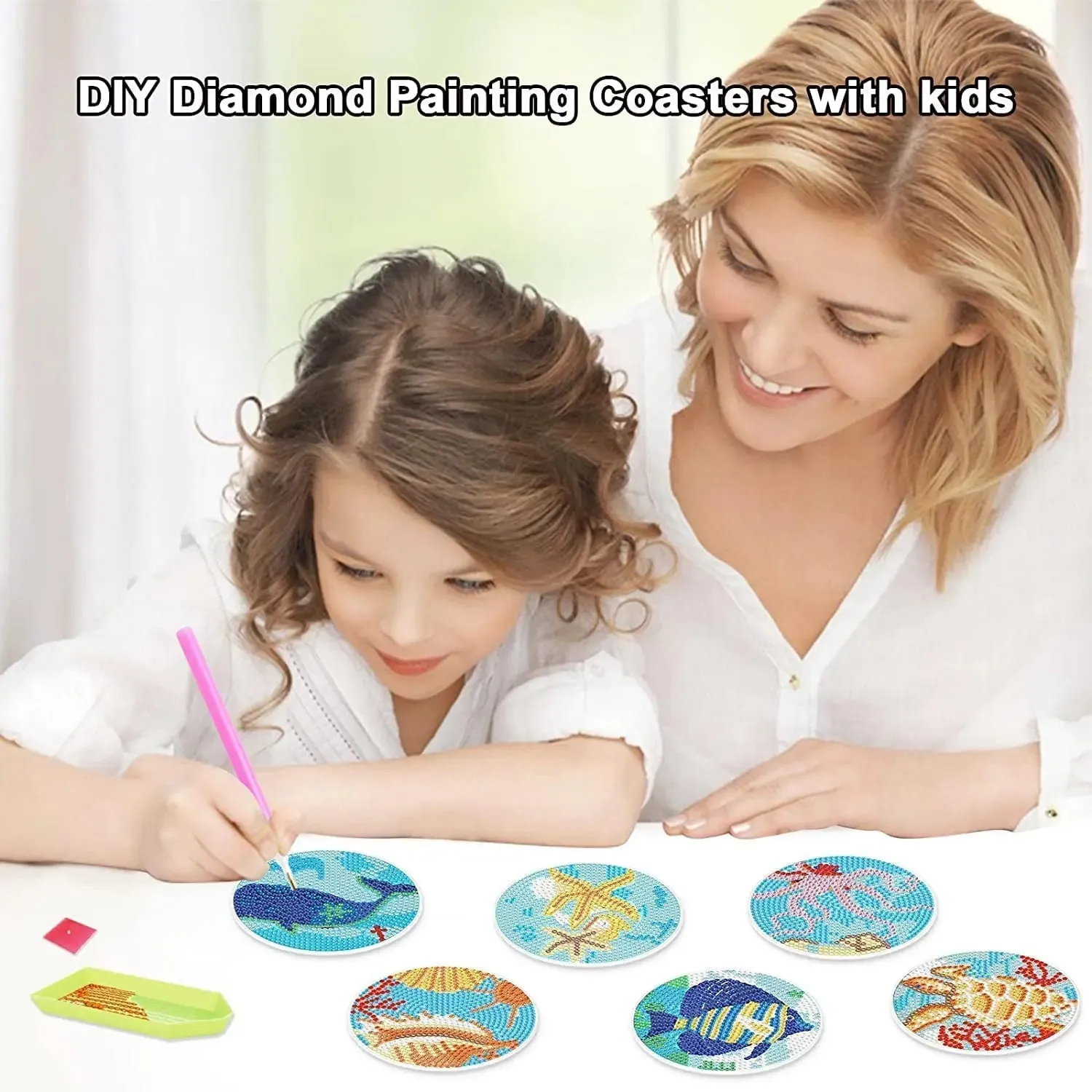 Counting Sheep Diamond Painting Coaster 8pcs DIY