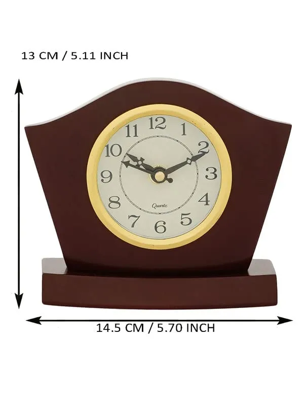 CRAFT SMITH Elegant Wooden Analog Square Cola Colour Home/Office Decor Table/Desk Clock with Sweep Movement (Size: 14.5 x 6 x 13 CM | Weight: 350 grm | Colour: Cola)