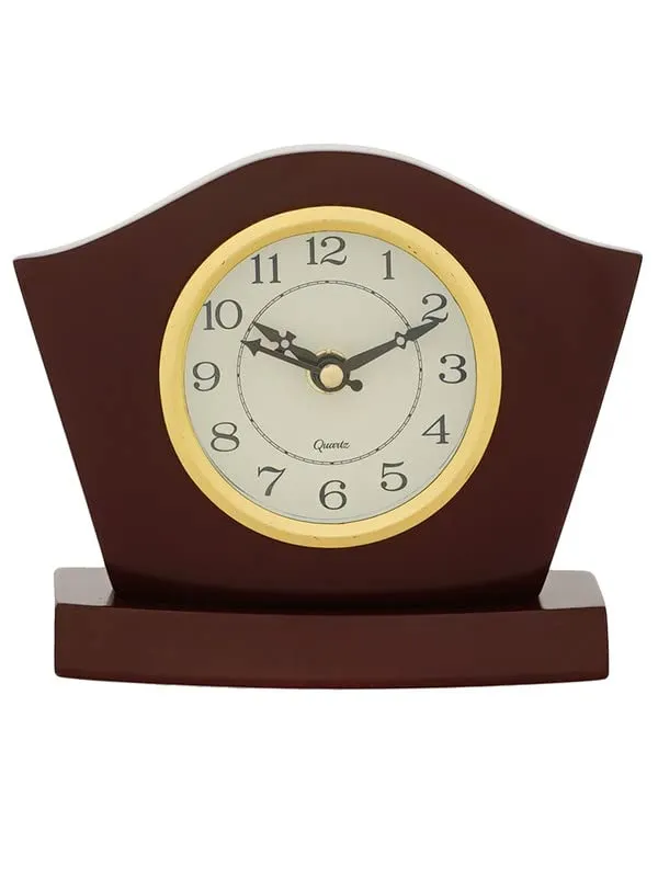 CRAFT SMITH Elegant Wooden Analog Square Cola Colour Home/Office Decor Table/Desk Clock with Sweep Movement (Size: 14.5 x 6 x 13 CM | Weight: 350 grm | Colour: Cola)