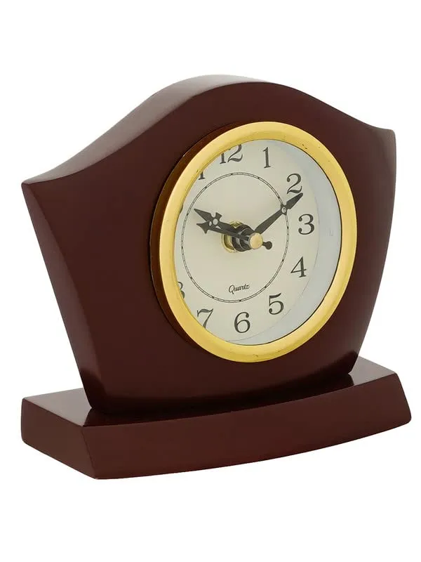 CRAFT SMITH Elegant Wooden Analog Square Cola Colour Home/Office Decor Table/Desk Clock with Sweep Movement (Size: 14.5 x 6 x 13 CM | Weight: 350 grm | Colour: Cola)