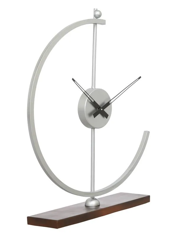 CRAFT SMITH Modern Metal Silver and Copper Colour Analog Table Clock for Office Desk Study Living Room Home Decoration Gifts (Size: 38 x 10 x 53.5 CM | Weight: 850 Gram)