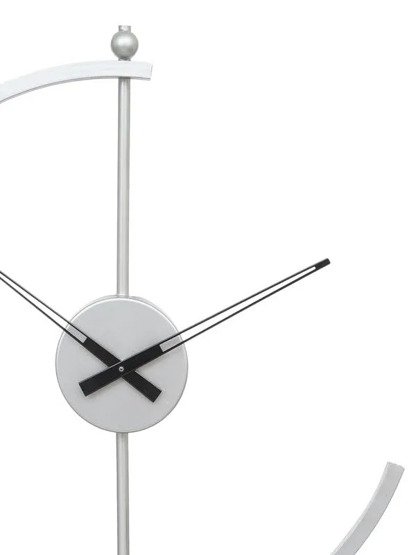CRAFT SMITH Modern Metal Silver and Copper Colour Analog Table Clock for Office Desk Study Living Room Home Decoration Gifts (Size: 38 x 10 x 53.5 CM | Weight: 850 Gram)