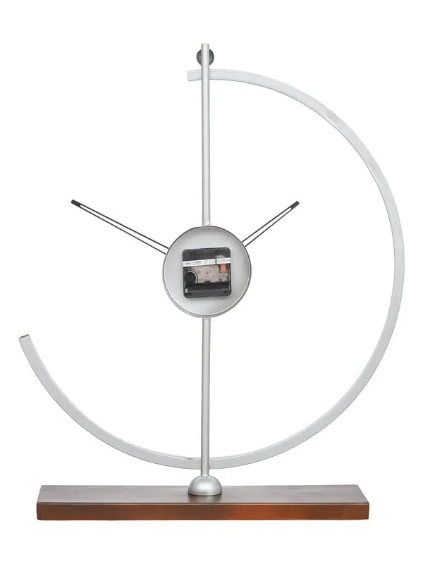 CRAFT SMITH Modern Metal Silver and Copper Colour Analog Table Clock for Office Desk Study Living Room Home Decoration Gifts (Size: 38 x 10 x 53.5 CM | Weight: 850 Gram)