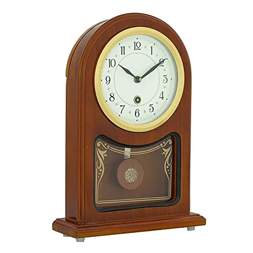CRAFT SMITH Vertical Wooden Analog Pendulum English Numbers Table Clock for Office Desk Study Living Room Decorations Gifts (Size: 23 x 8 x 33.5 CM | Weight: 1240 Gram | Colour: Brown)