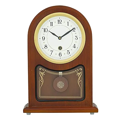 CRAFT SMITH Vertical Wooden Analog Pendulum English Numbers Table Clock for Office Desk Study Living Room Decorations Gifts (Size: 23 x 8 x 33.5 CM | Weight: 1240 Gram | Colour: Brown)