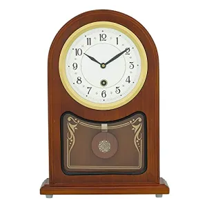 CRAFT SMITH Vertical Wooden Analog Pendulum English Numbers Table Clock for Office Desk Study Living Room Decorations Gifts (Size: 23 x 8 x 33.5 CM | Weight: 1240 Gram | Colour: Brown)