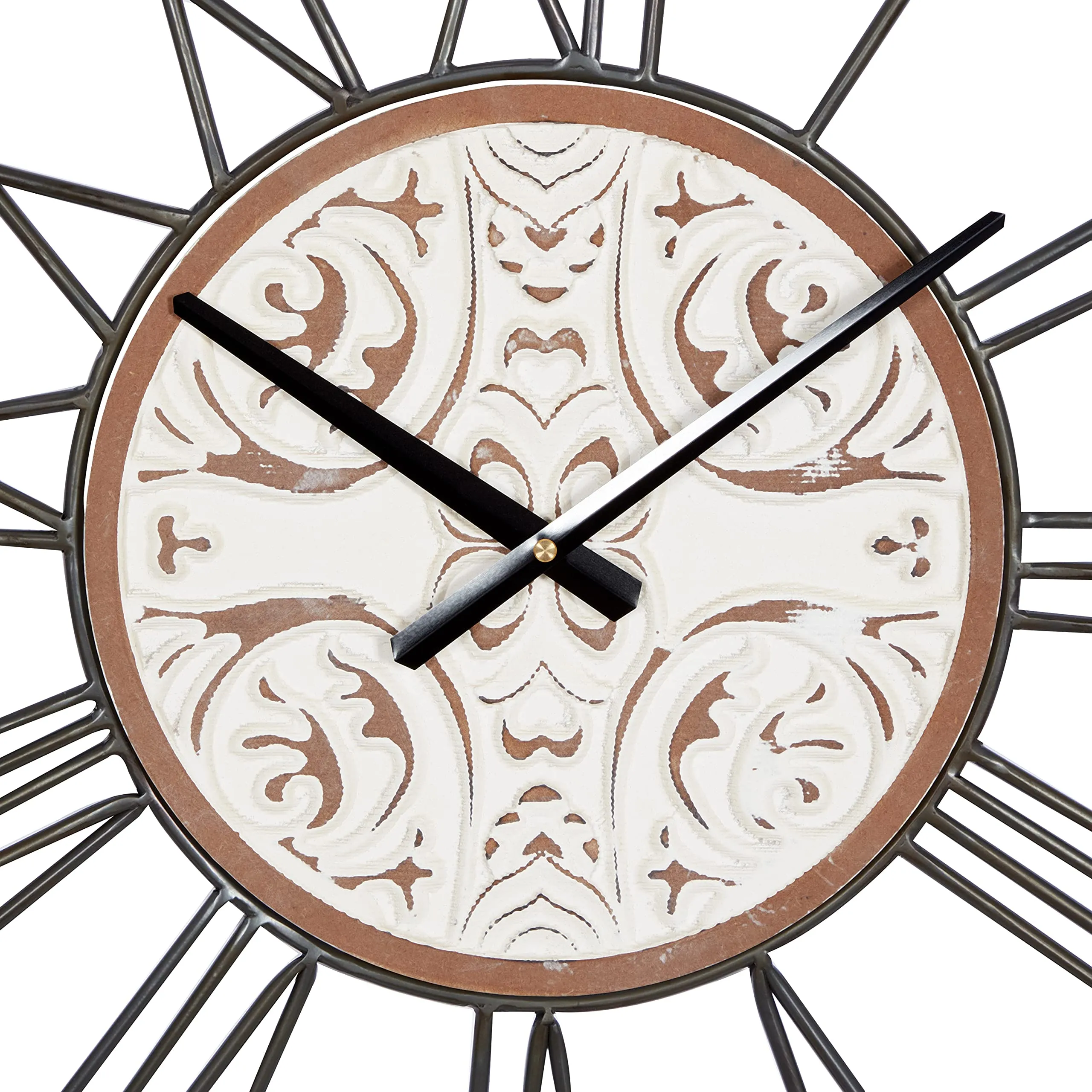 Deco 79 White Wood Farmhouse Wall Clock, 29 x 29 x 2 Inches