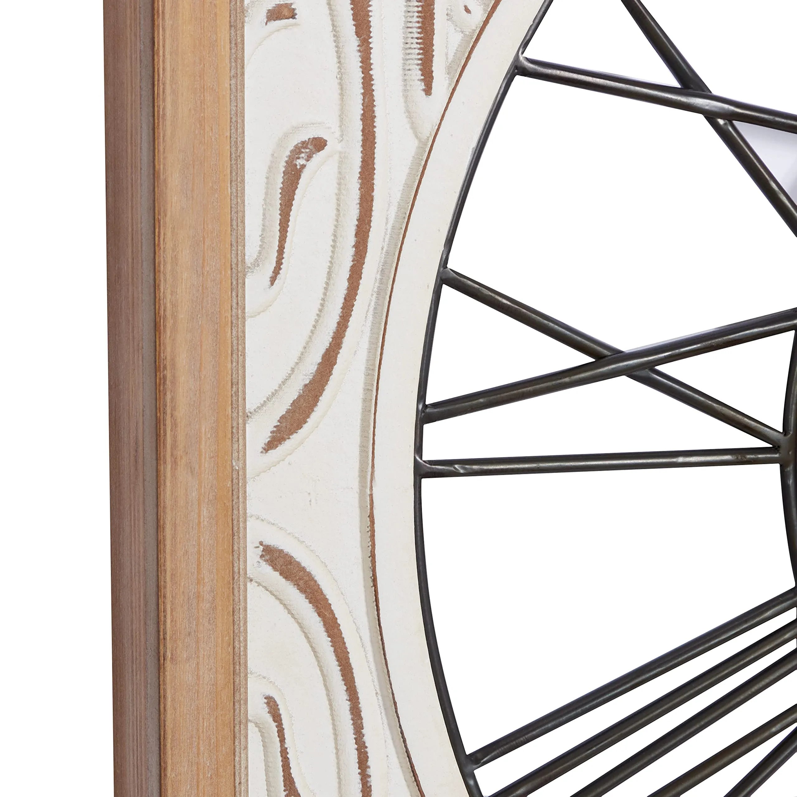 Deco 79 White Wood Farmhouse Wall Clock, 29 x 29 x 2 Inches
