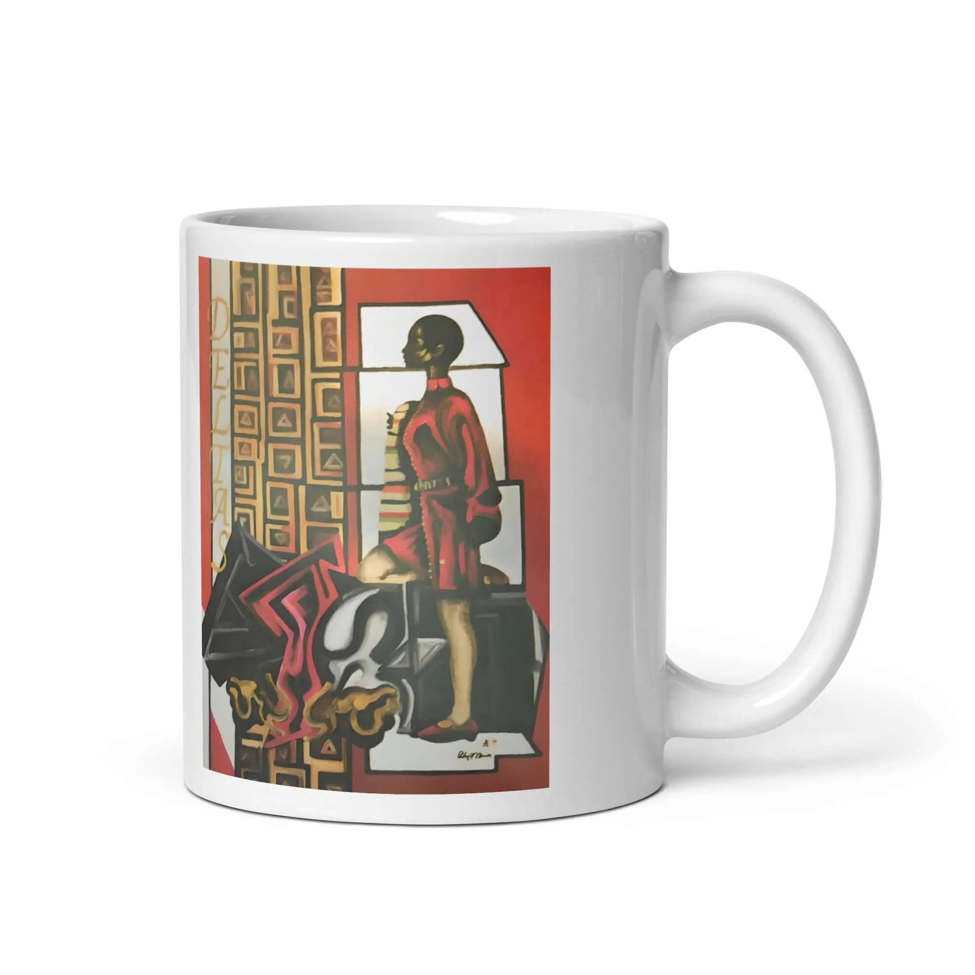 Delta Sigma Theta Ceramic Mug / Coffee or Tea Cup / Black Art / Sisterhood / Positive Black Images Fine Art/
