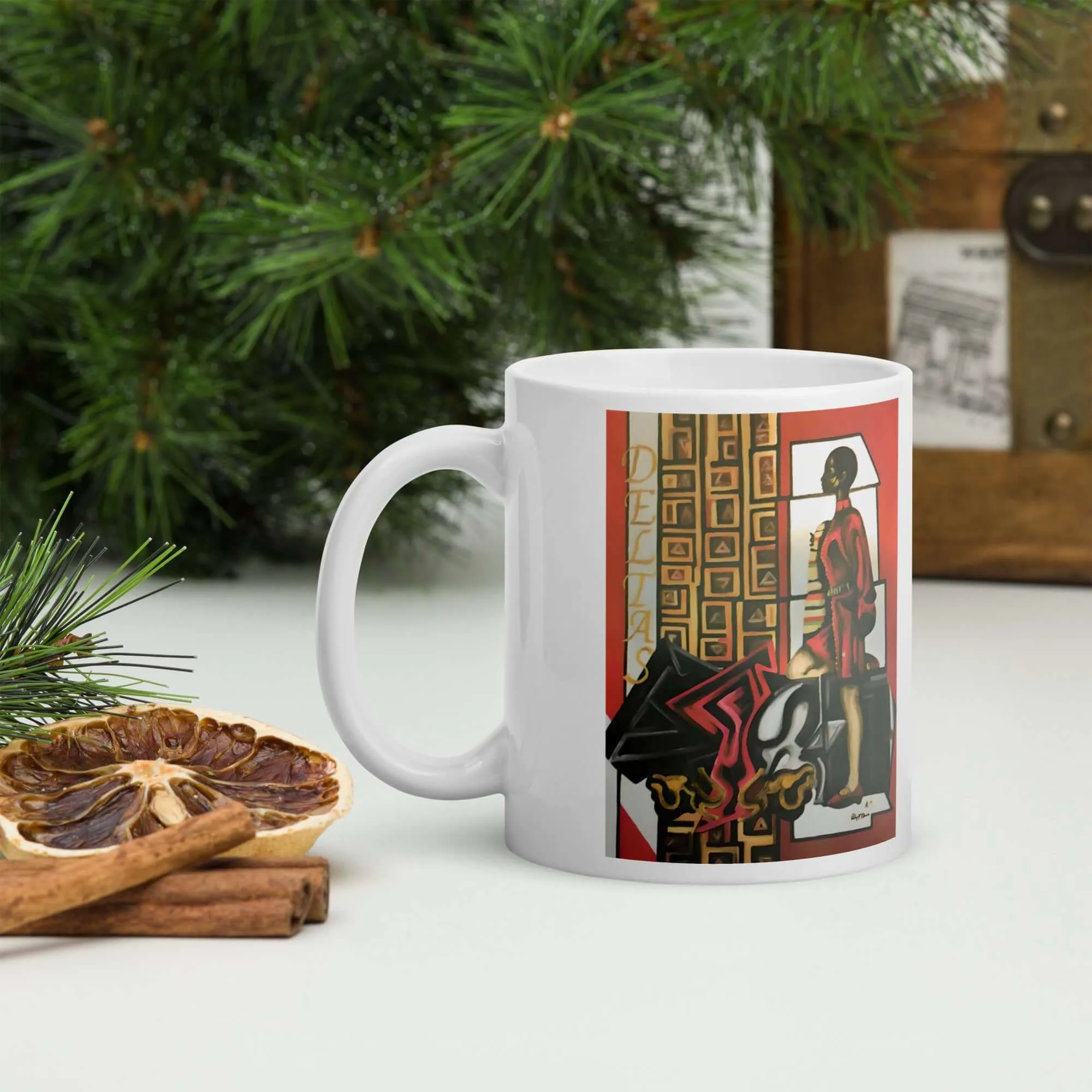 Delta Sigma Theta Ceramic Mug / Coffee or Tea Cup / Black Art / Sisterhood / Positive Black Images Fine Art/