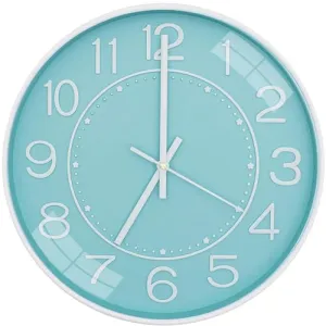 DHRUVINE Wall Clock 12" Silent Quartz Decorative Latest Wall Clock Non-Ticking Classic Clock Battery Operated Round Easy to Read for Room/Home/Kitchen/Bedroom/Office/School (Sky Blue)