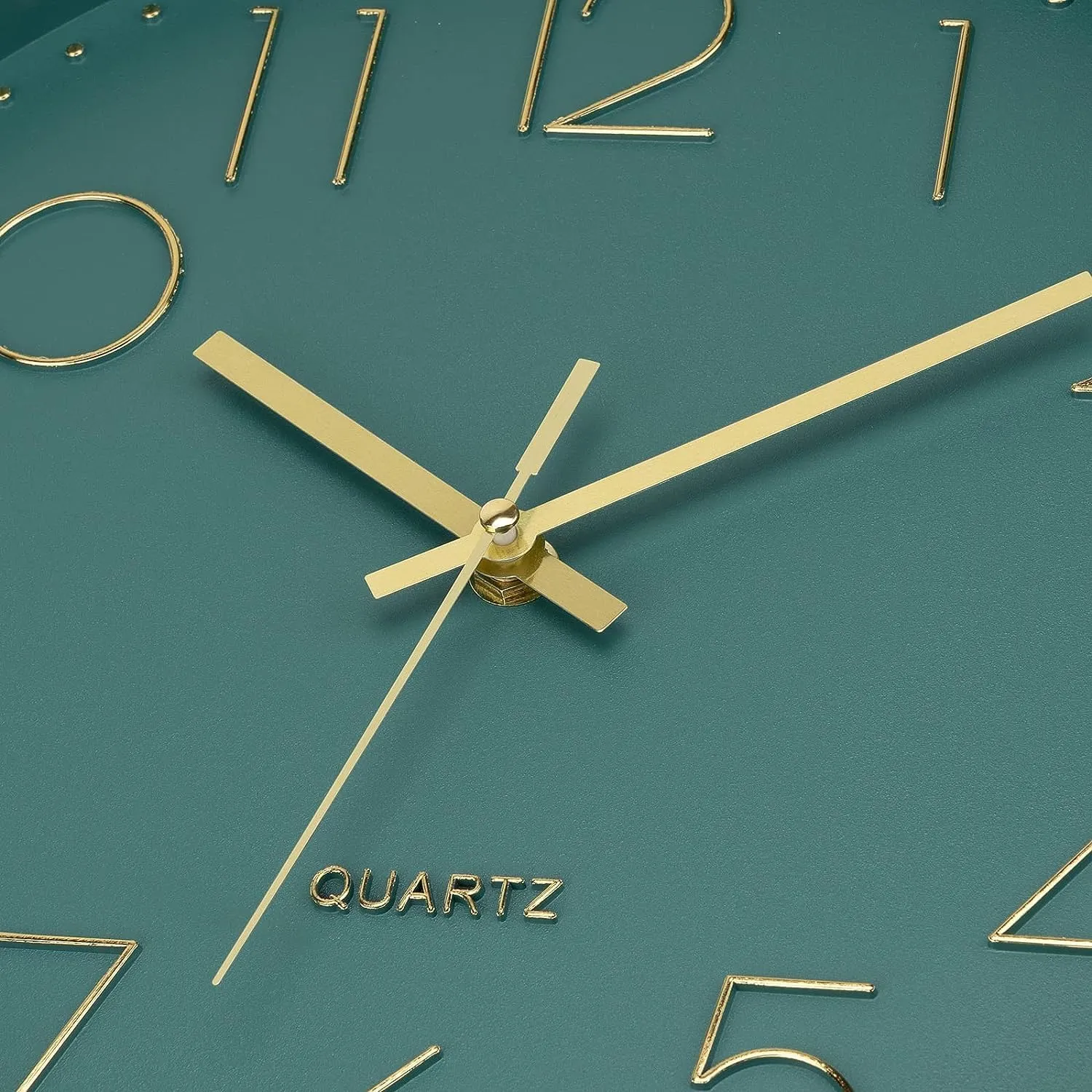 Dhruvine Wall Clock 12" Silent Quartz Decorative Wall Clock Non-Ticking Classic Clock Battery Operated Round Easy To Read For Room/Home (Gold Green) - Analog,Plastic