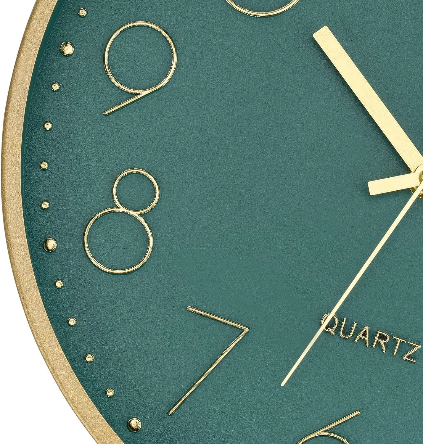 Dhruvine Wall Clock 12" Silent Quartz Decorative Wall Clock Non-Ticking Classic Clock Battery Operated Round Easy To Read For Room/Home (Gold Green) - Analog,Plastic