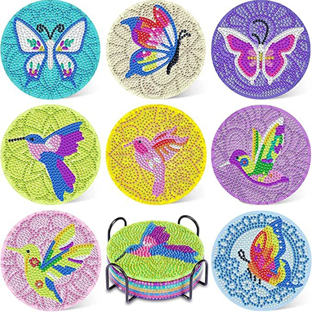 Diamond Art Coaster Crystal Rhinestones, Leave Abstract diamond art
