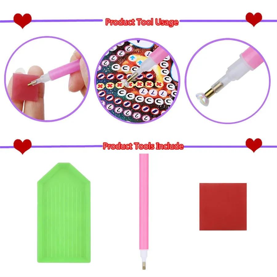 DIY Cartoon Diamond Art Coasters, 10 Piece Set With Holder, Cute Mushrooms