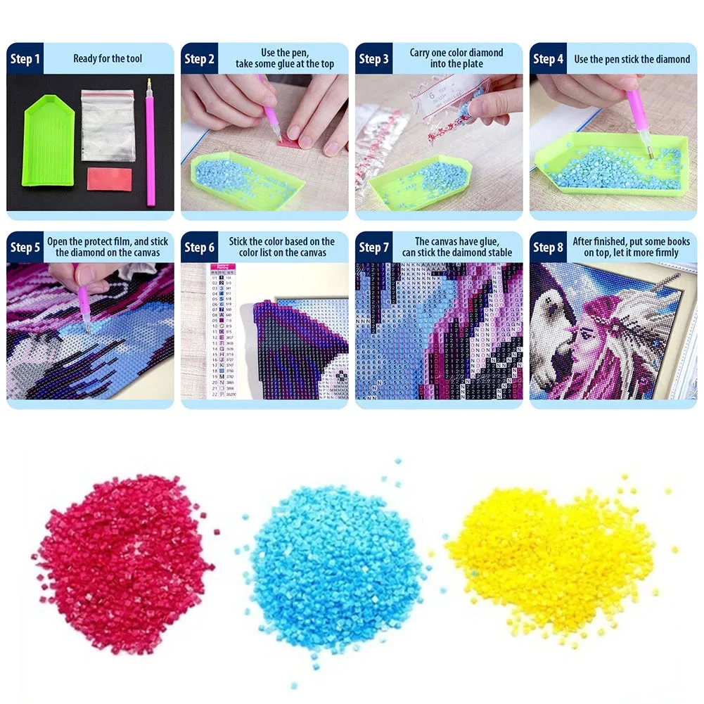 DIY Diamond Art Coasters, 7 Piece Set With Holder, Starry Night Design