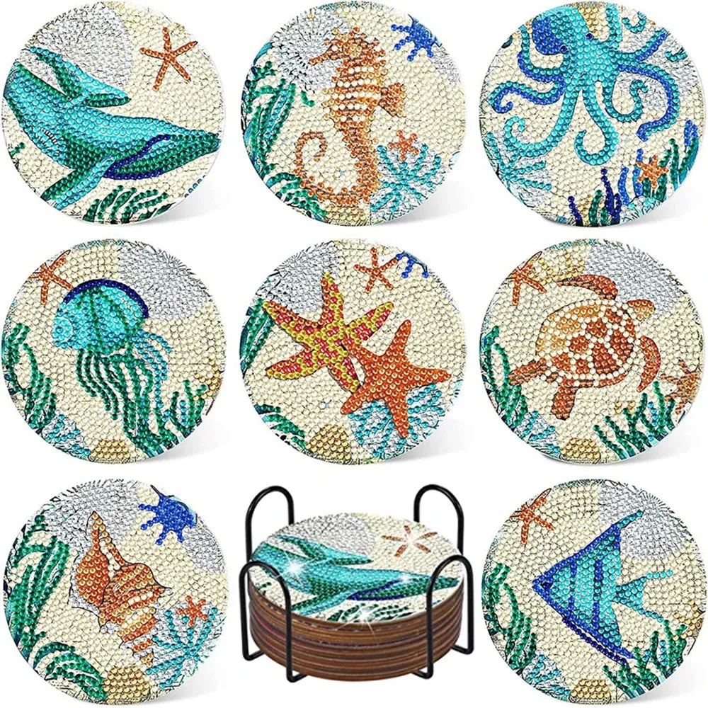 DIY Diamond Art Painting Coaster Butterfly, 8Pcs set