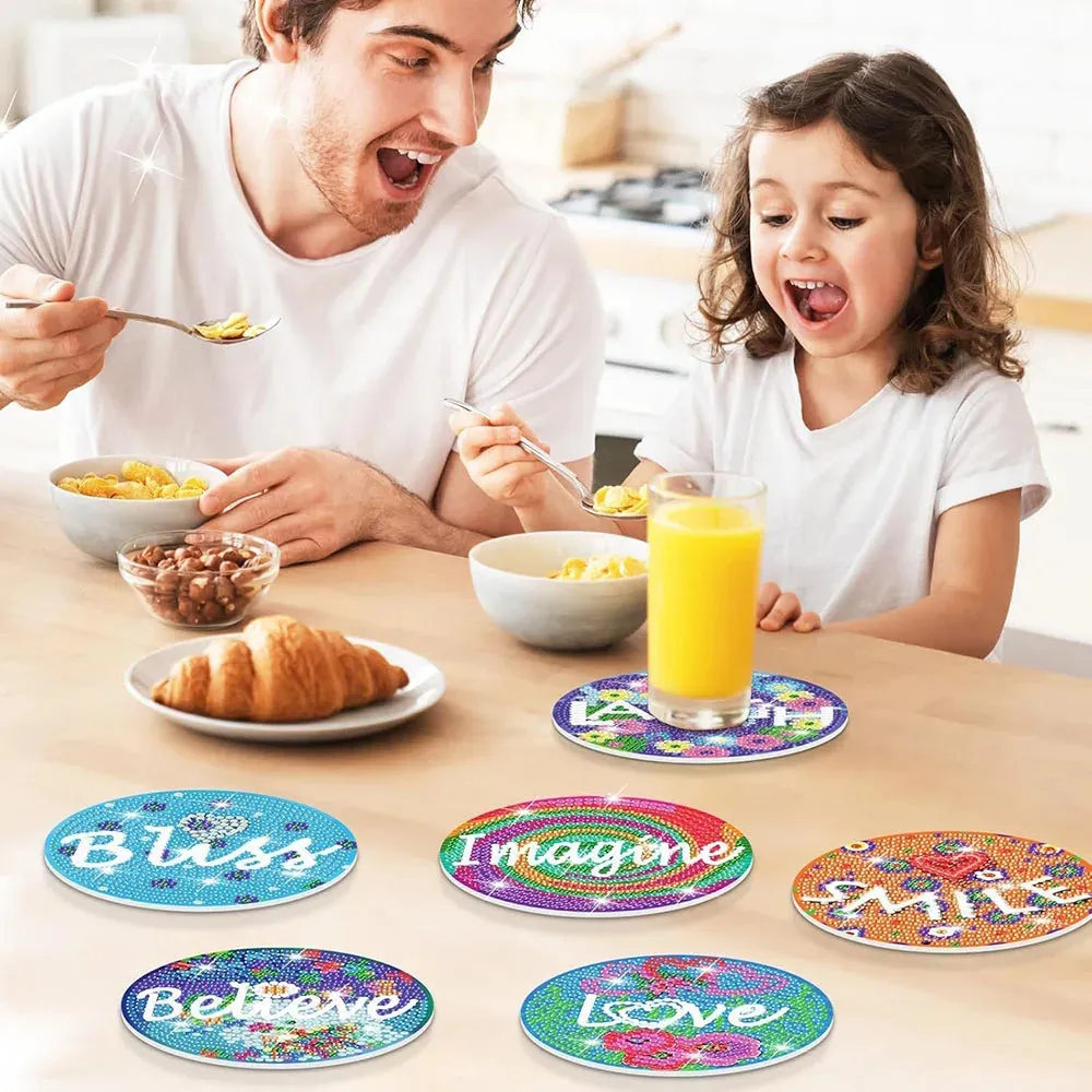 DIY Musical Diamond Art Coasters, 8 Piece Set With Holder, Pop Star
