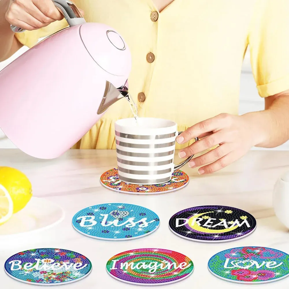 DIY Musical Diamond Art Coasters, 8 Piece Set With Holder, Pop Star