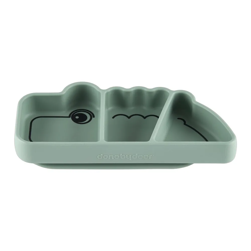 Done by Deer Stick&Stay Silicone Snackplate - Croco Green
