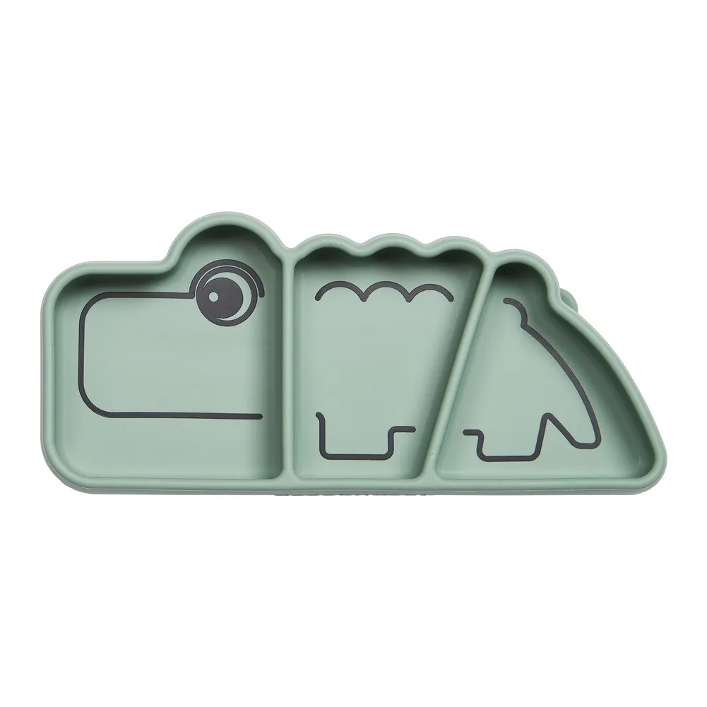 Done by Deer Stick&Stay Silicone Snackplate - Croco Green