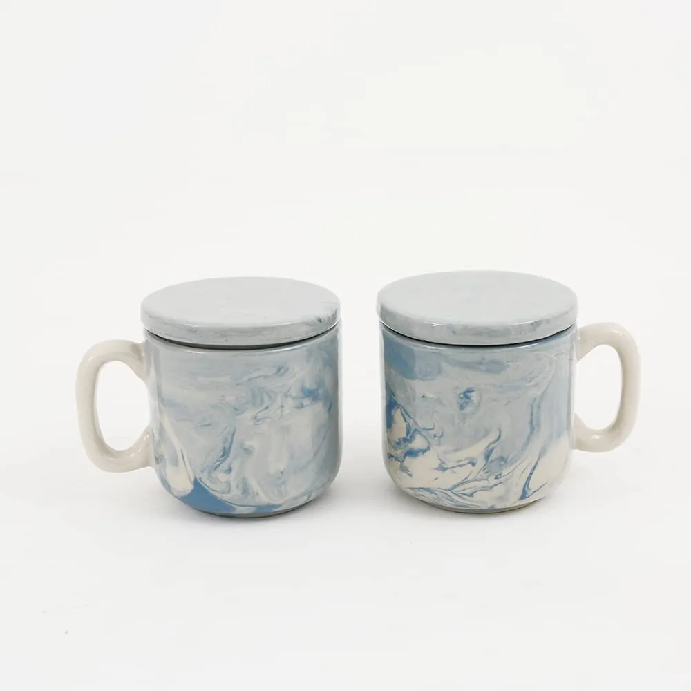 Ellementry Earth Ceramic Mug Set of 2 (150 ML) | Mugs for Coffee, Tea and Milk | Microwave Safe Cup Set | Cofee Mug with Lid for Office, Home and Travel | Chip Resistant | Birthday Gift (Pack of 3)