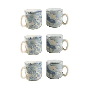 Ellementry Earth Ceramic Mug Set of 2 (150 ML) | Mugs for Coffee, Tea and Milk | Microwave Safe Cup Set | Cofee Mug with Lid for Office, Home and Travel | Chip Resistant | Birthday Gift (Pack of 3)