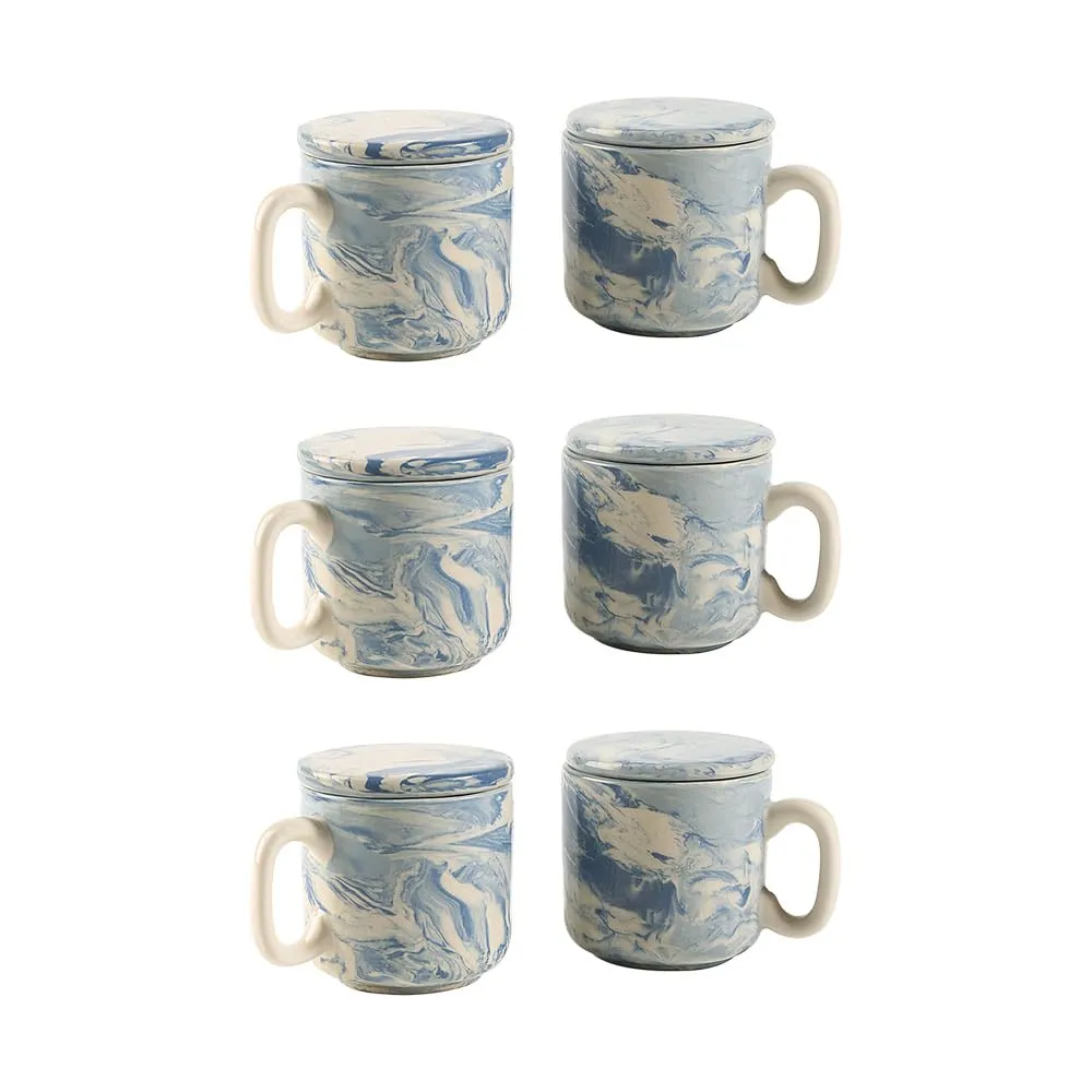 Ellementry Earth Ceramic Mug Set of 2 (150 ML) | Mugs for Coffee, Tea and Milk | Microwave Safe Cup Set | Cofee Mug with Lid for Office, Home and Travel | Chip Resistant | Birthday Gift (Pack of 3)