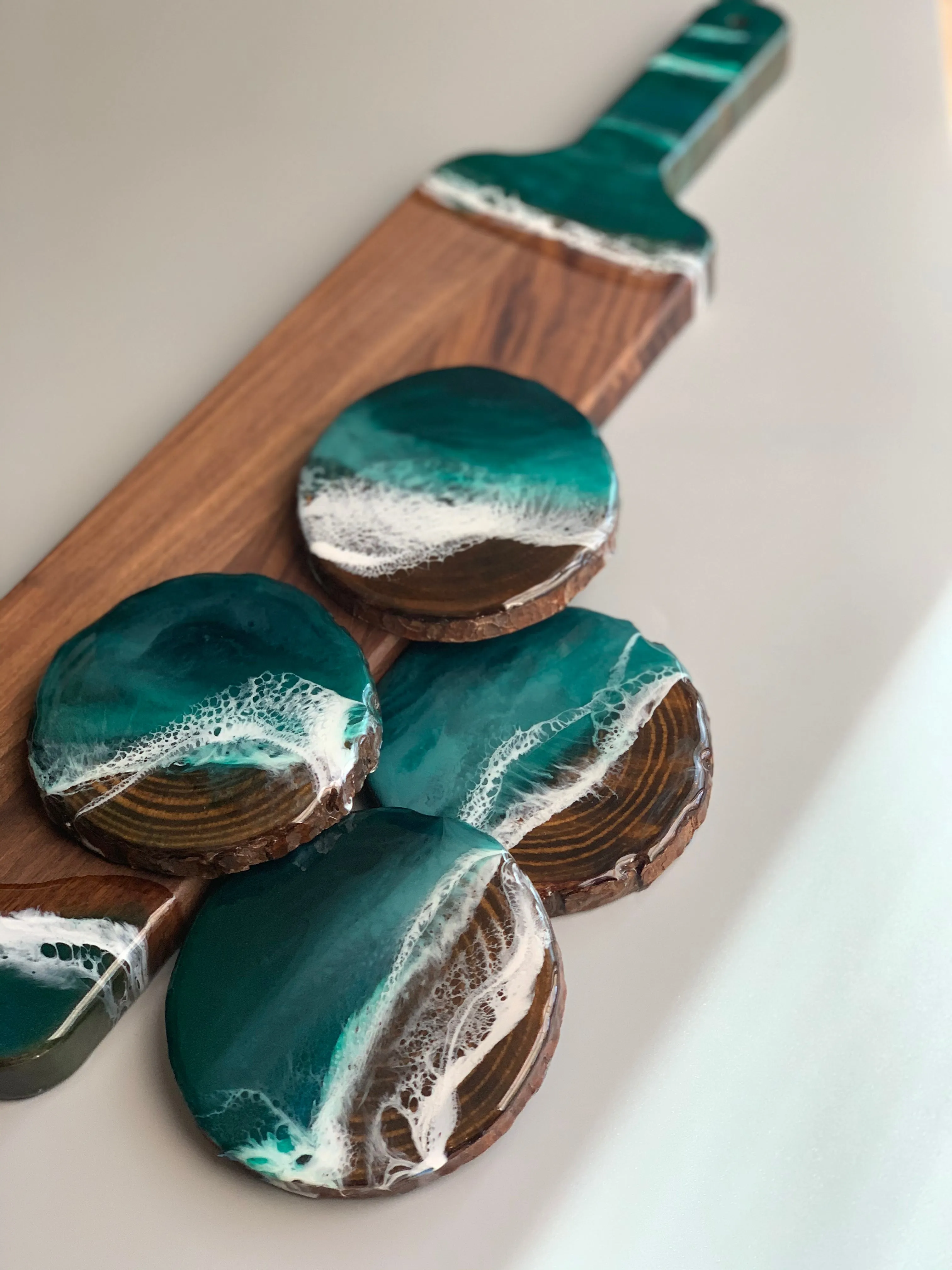 Emerald Seascape Wooden Coasters