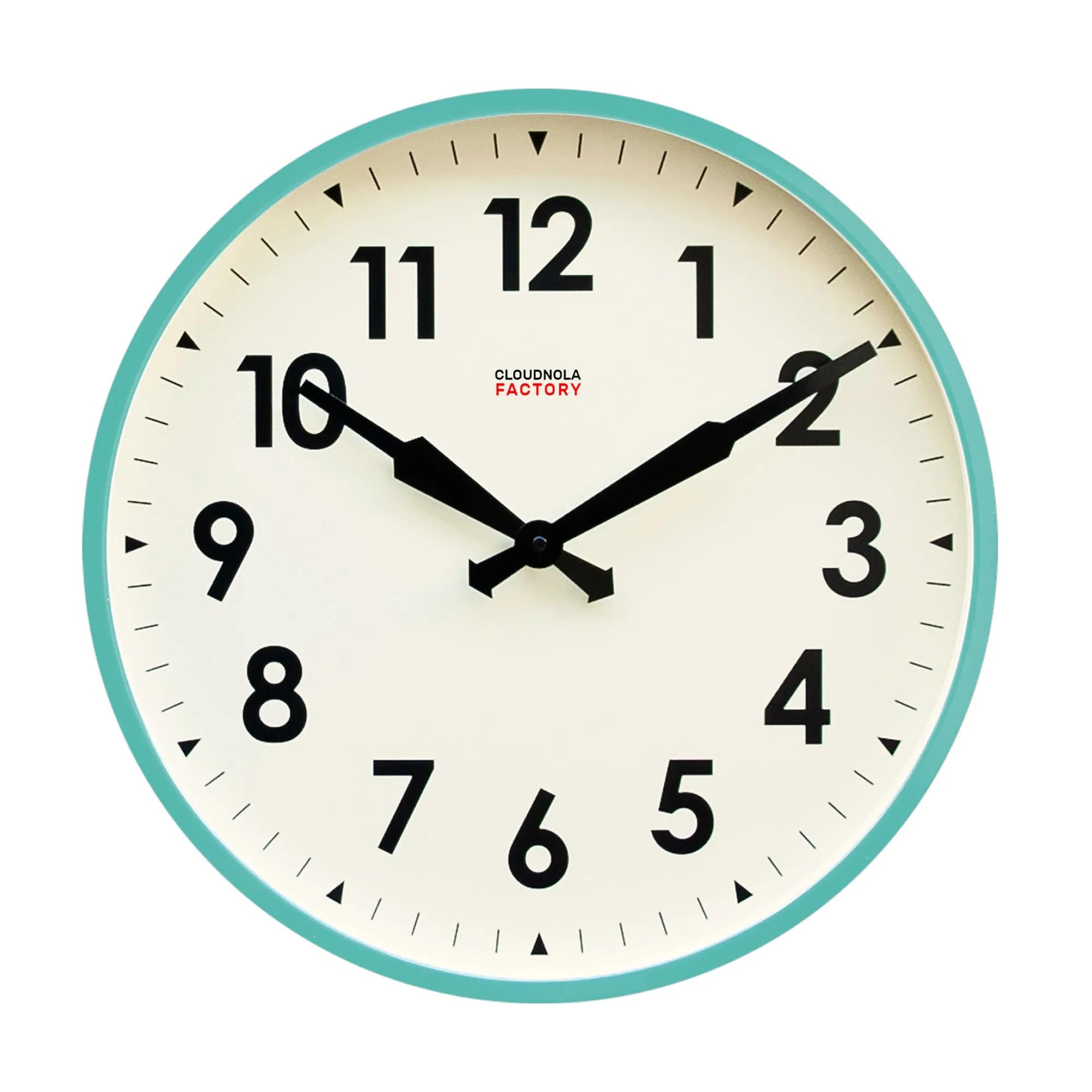 Factory XL Turquoise - Diameter 17.7 - Wall Clock - Silent - Steel Case
