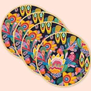 Fantasy Flora Australian Wooden Coaster Set