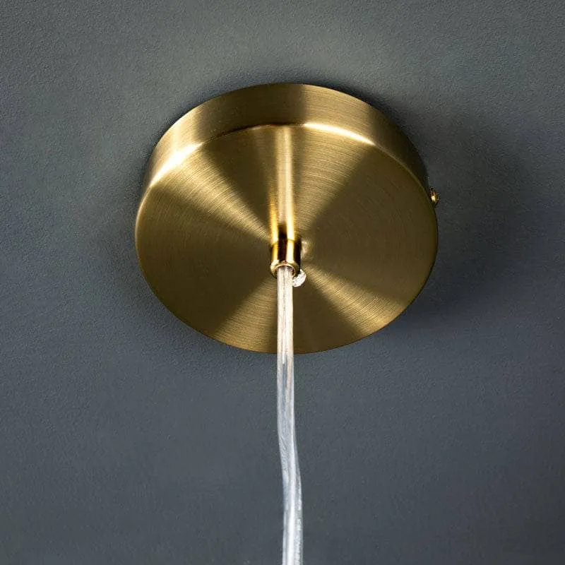 Genoa Satin Brass Amber Glass Pendant Light