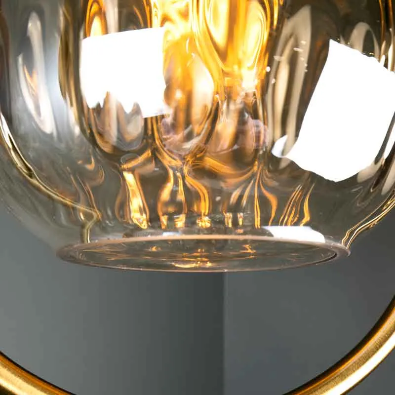 Genoa Satin Brass Amber Glass Pendant Light