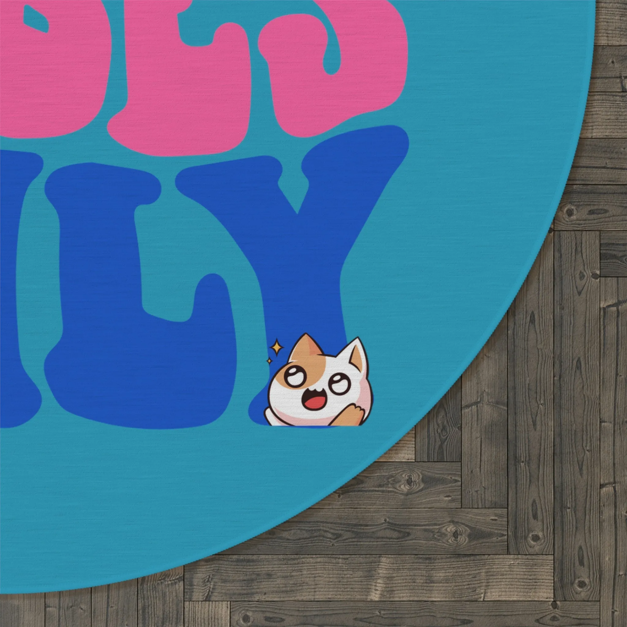 Good Vibes Only Cat POD Round Rug