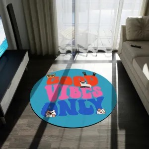 Good Vibes Only Cat POD Round Rug