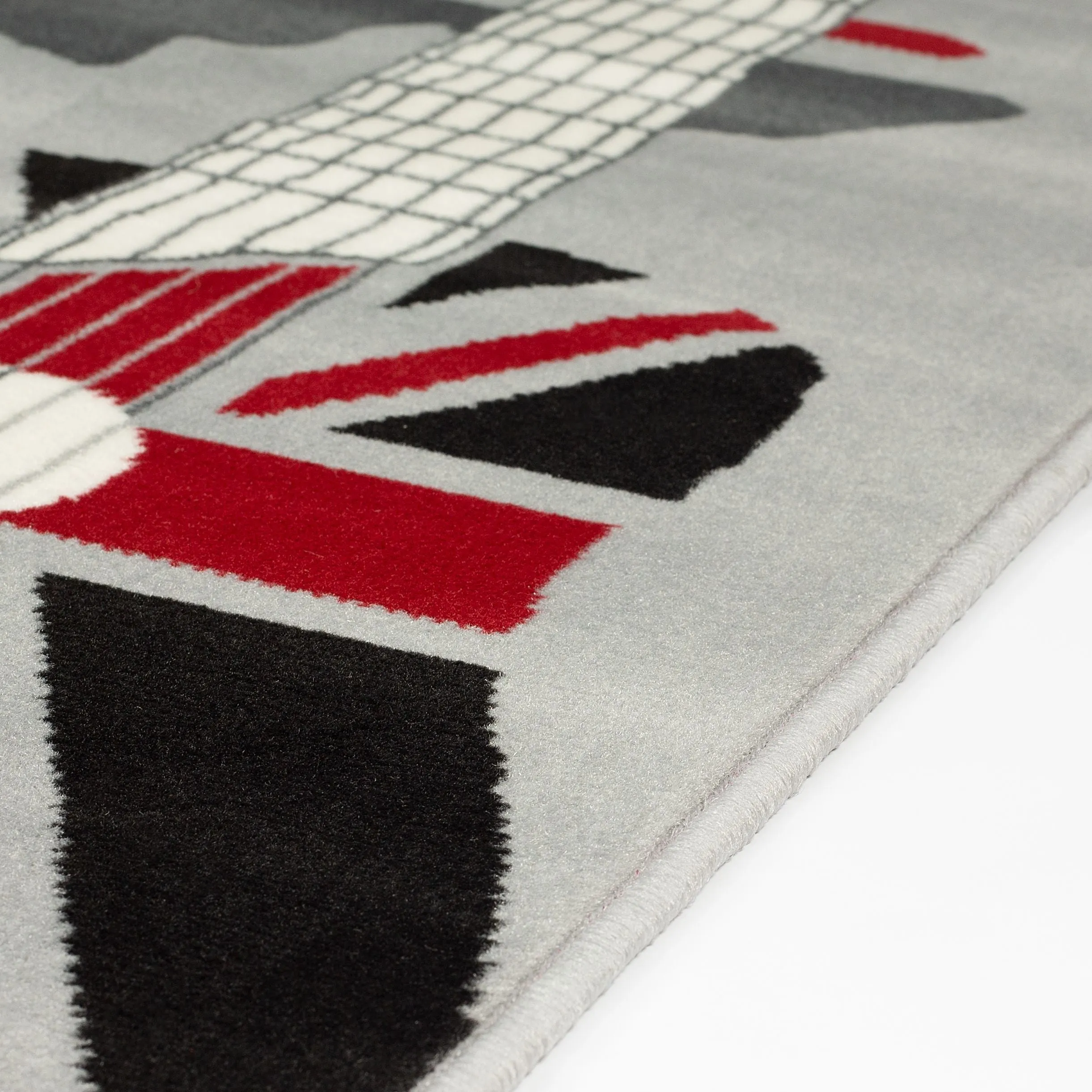 Grey Funky Union Jack Singer Print Rug - Texas