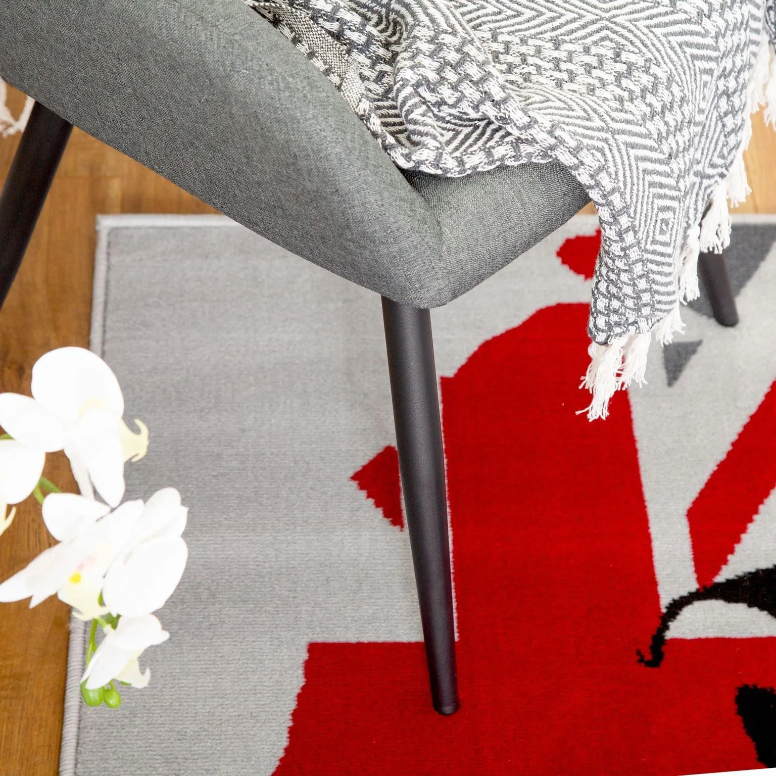 Grey Funky Union Jack Singer Print Rug - Texas