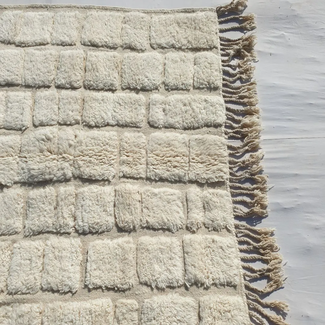 Haleeb | White Moroccan rug 6x9 Authentic Ultra Soft Beni Ourain | 6'66x9'64 Ft | 203x294 cm
