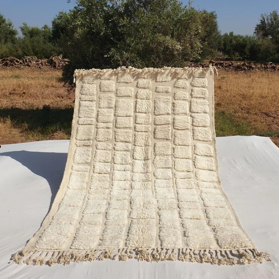 Haleeb | White Moroccan rug 6x9 Authentic Ultra Soft Beni Ourain | 6'66x9'64 Ft | 203x294 cm