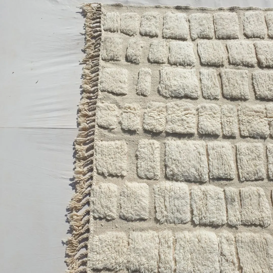 Haleeb | White Moroccan rug 6x9 Authentic Ultra Soft Beni Ourain | 6'66x9'64 Ft | 203x294 cm