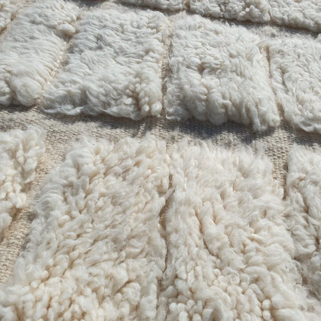 Haleeb | White Moroccan rug 6x9 Authentic Ultra Soft Beni Ourain | 6'66x9'64 Ft | 203x294 cm