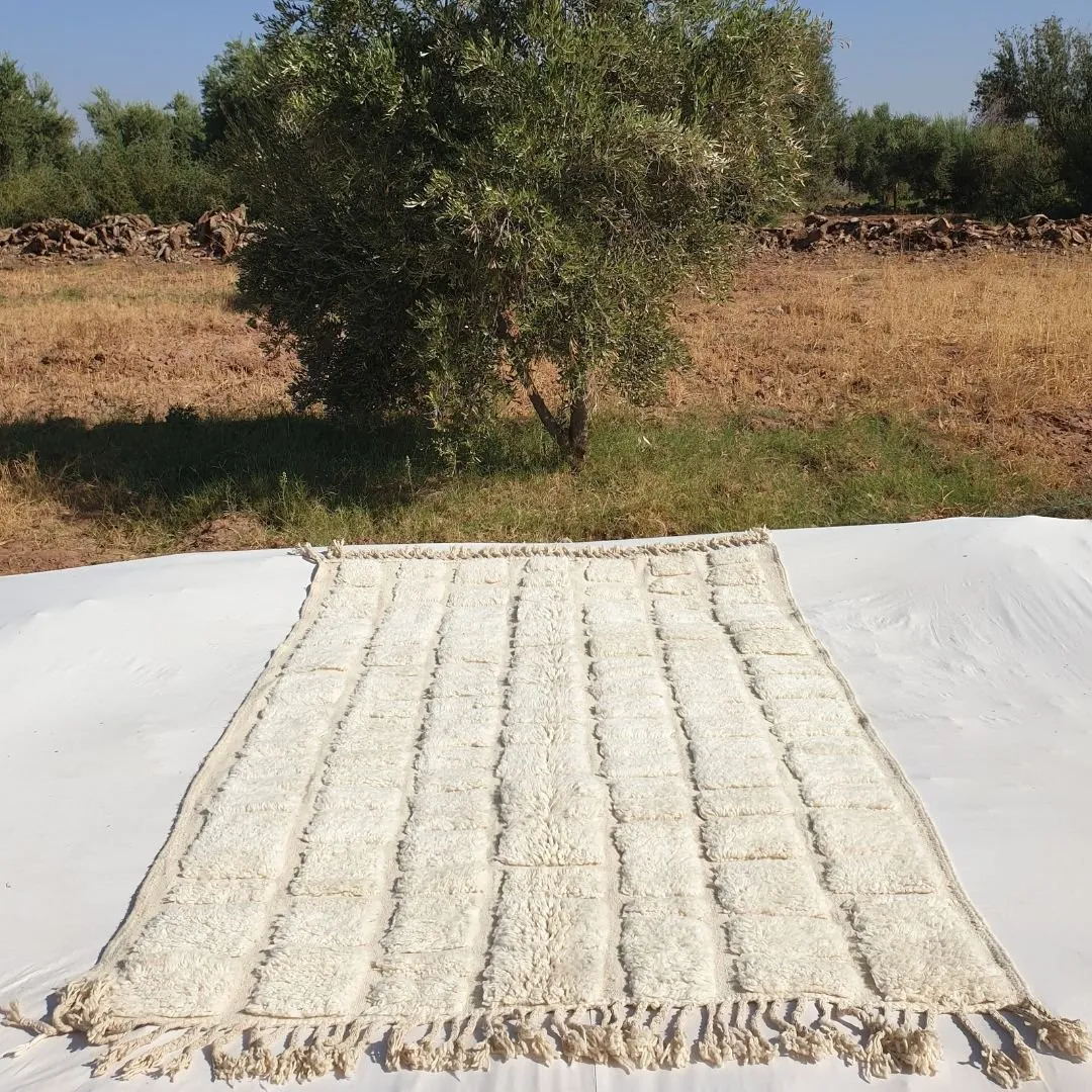 Haleeb | White Moroccan rug 6x9 Authentic Ultra Soft Beni Ourain | 6'66x9'64 Ft | 203x294 cm