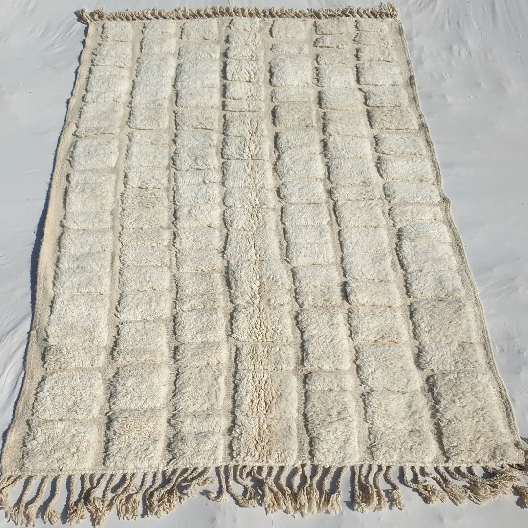 Haleeb | White Moroccan rug 6x9 Authentic Ultra Soft Beni Ourain | 6'66x9'64 Ft | 203x294 cm